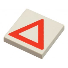 Part 3068bp06 White Tile 2 x 2 with Red Warning Triangle Pattern 